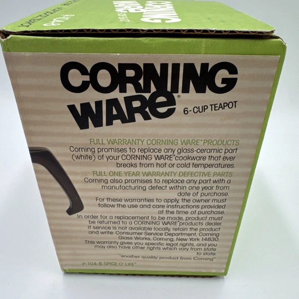 Vintage Corning Ware Spice O' Life 6 Cup Teapot P-104-8 NOS Sealed Box
